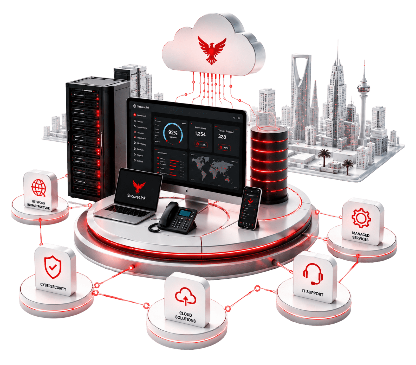 3D Server and Cloud Infrastructure Illustration
